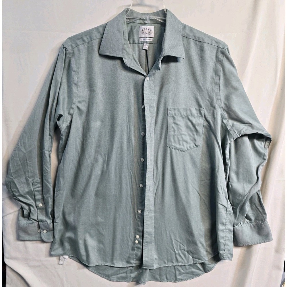 Eagle Shirtmakers Men's  Button Up Shirt Green Non Iron 17.5 XL